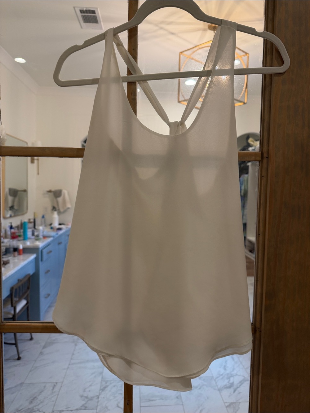 Naked Zebra Ivory Sheer Chiffon Racerback Chemise Tank